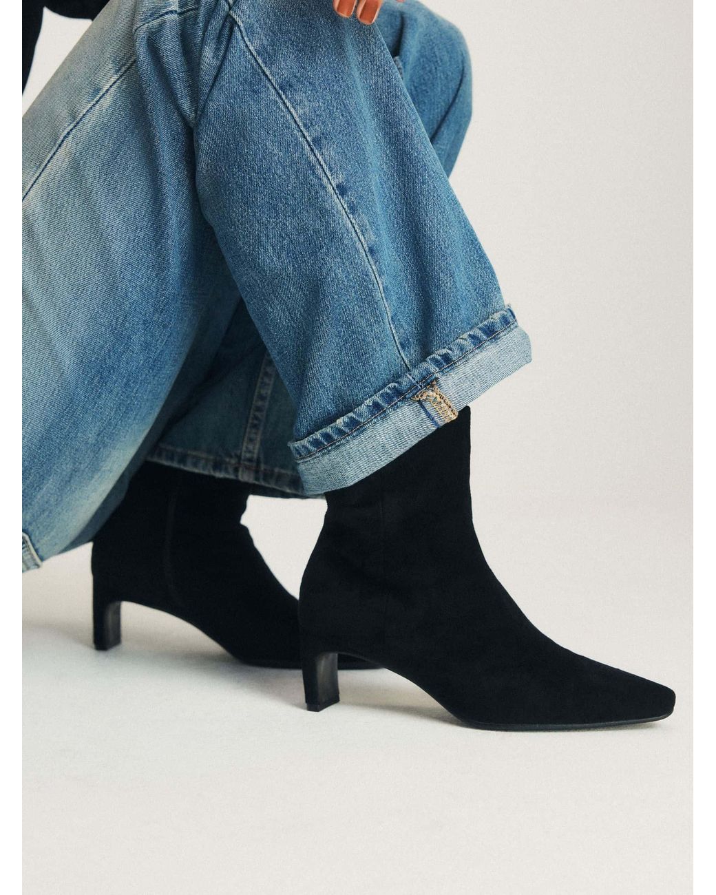 The Set Black Chisel Toe Heel Ankle Boots