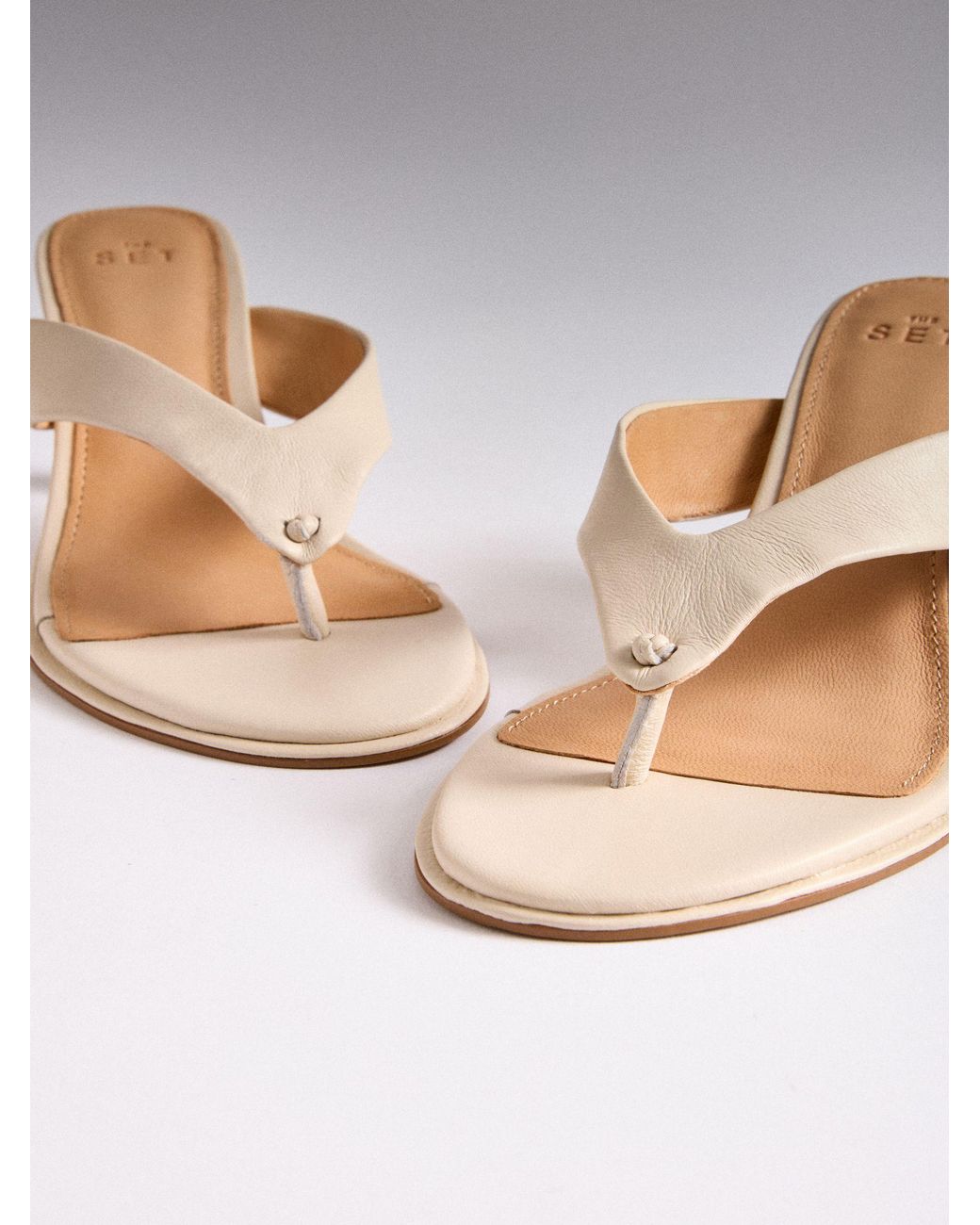 The Set Pink Premium Toe Post Suede Sandals
