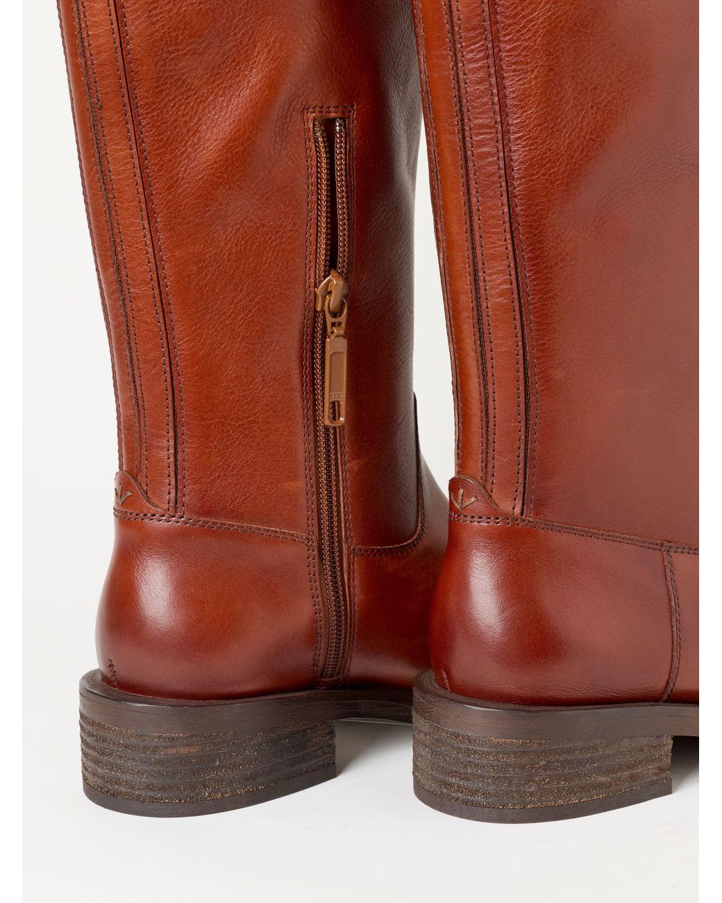 FatFace Orange Leather Knee High Riding Boot