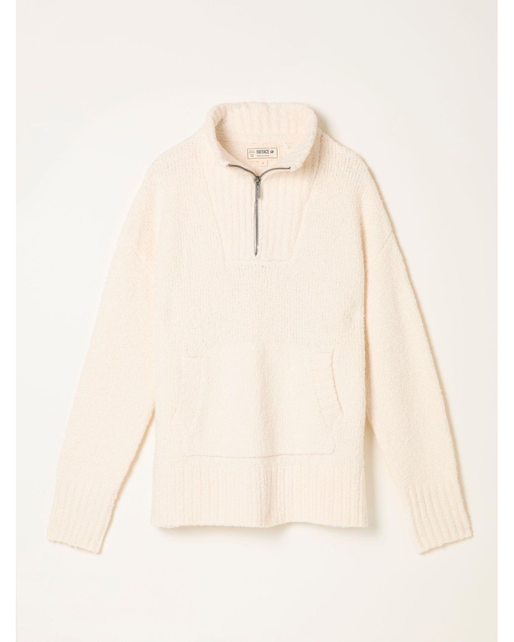 FatFace Natural Knitted Lounge Half Neck Jumper