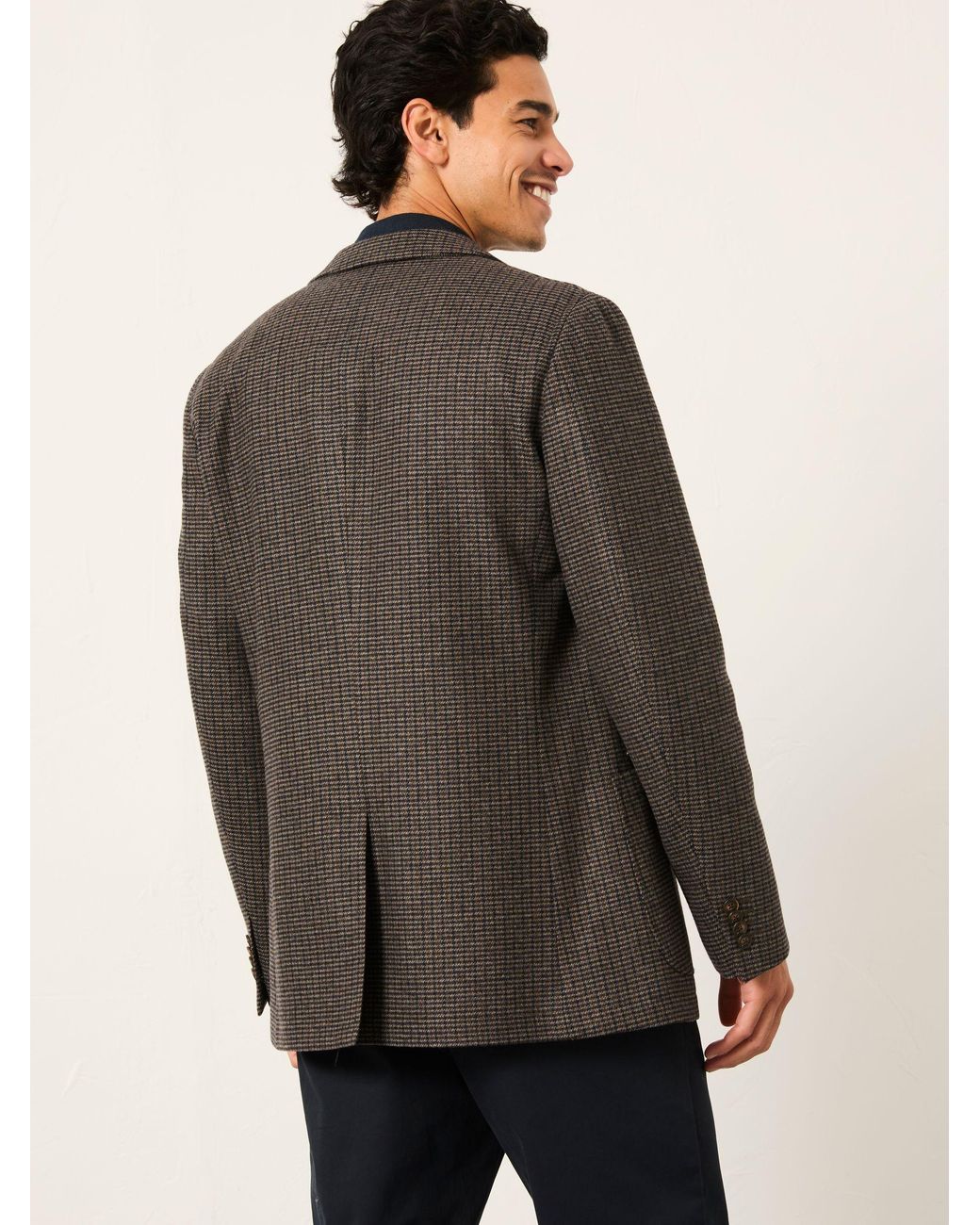 FatFace Brown Witley Wool Mix Houndstooth Check Blazer for men