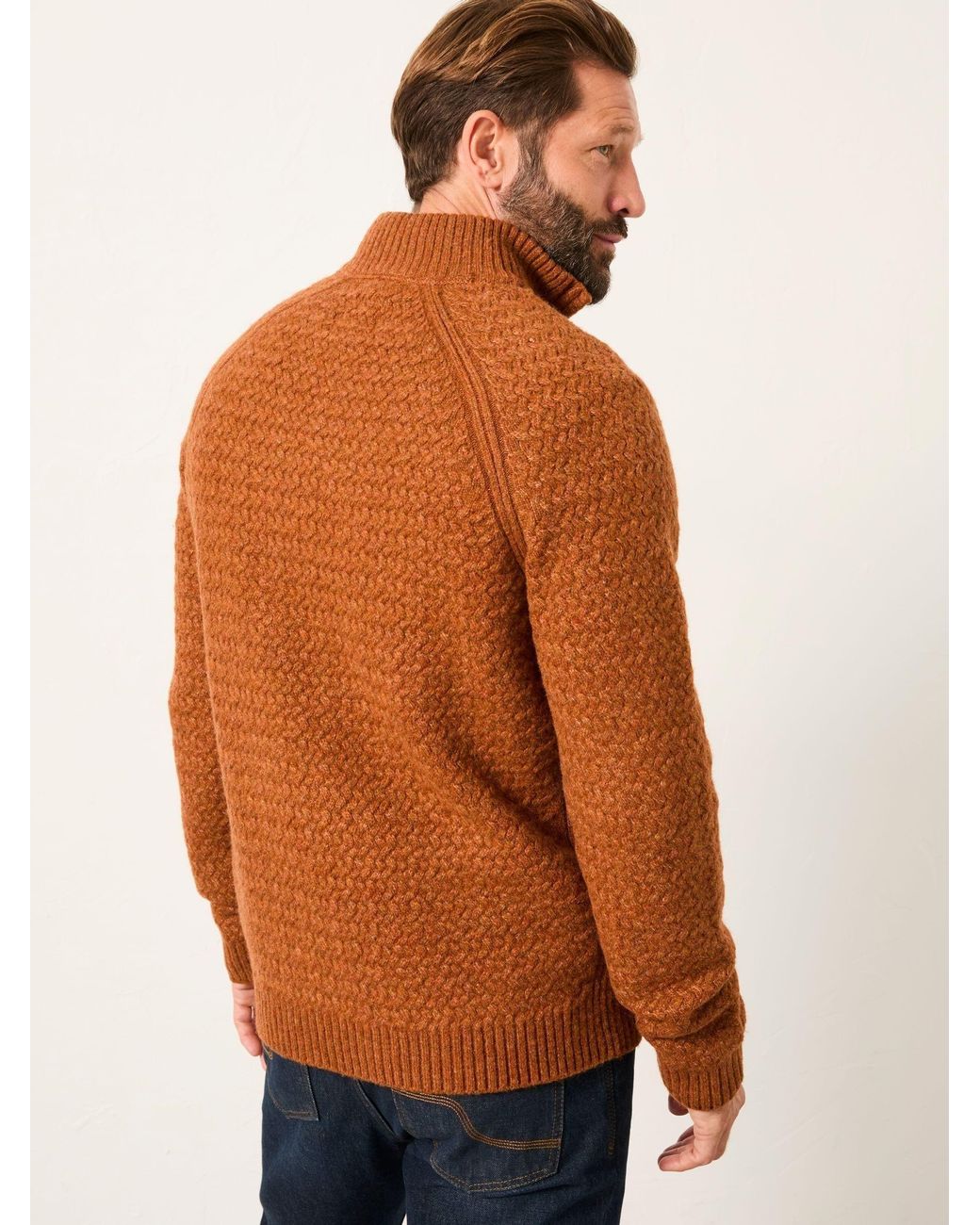 FatFace Blue Calder Half Zip Neck Knitted Jumper for men