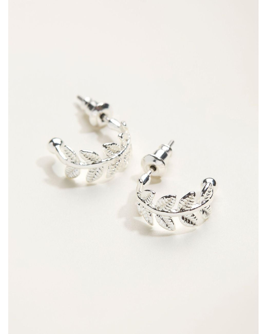 FatFace Natural Leaf Hoop Earrings