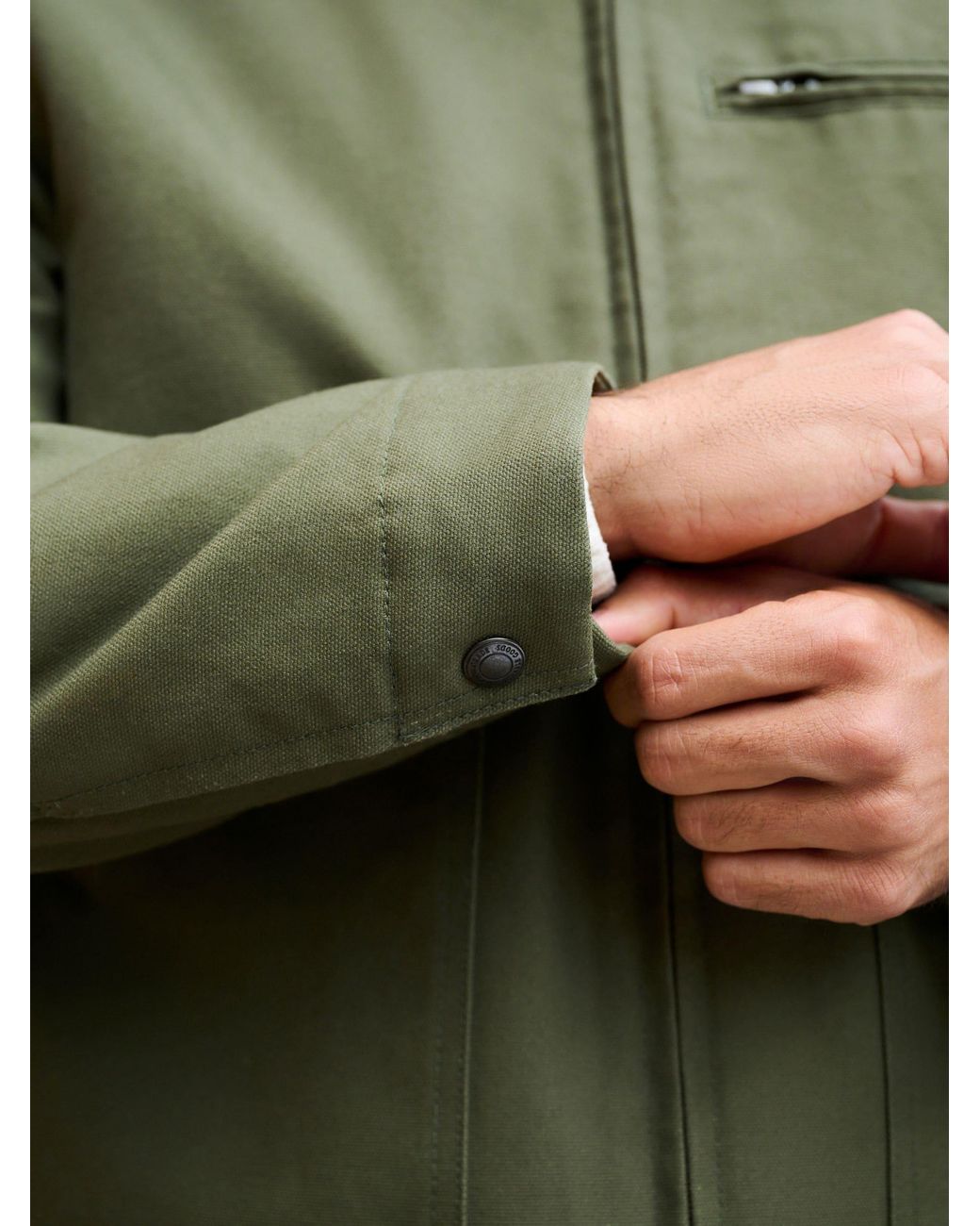 Next Green Canvas Trucker Borg Lined Jacket for men