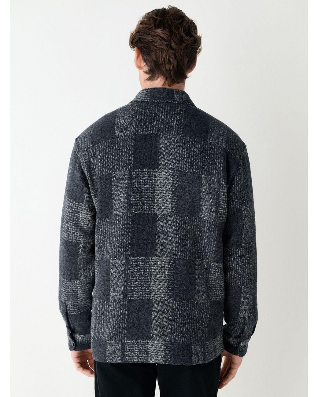 Next Black Patchwork Style Check Shacket for men