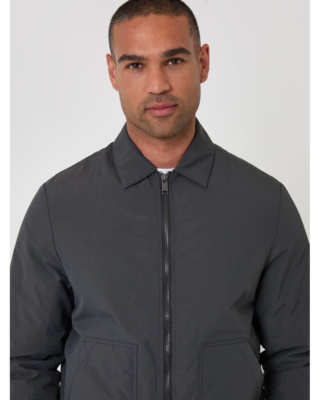 Threadbare Gray Showerproof Collared Harrington Jacket for men