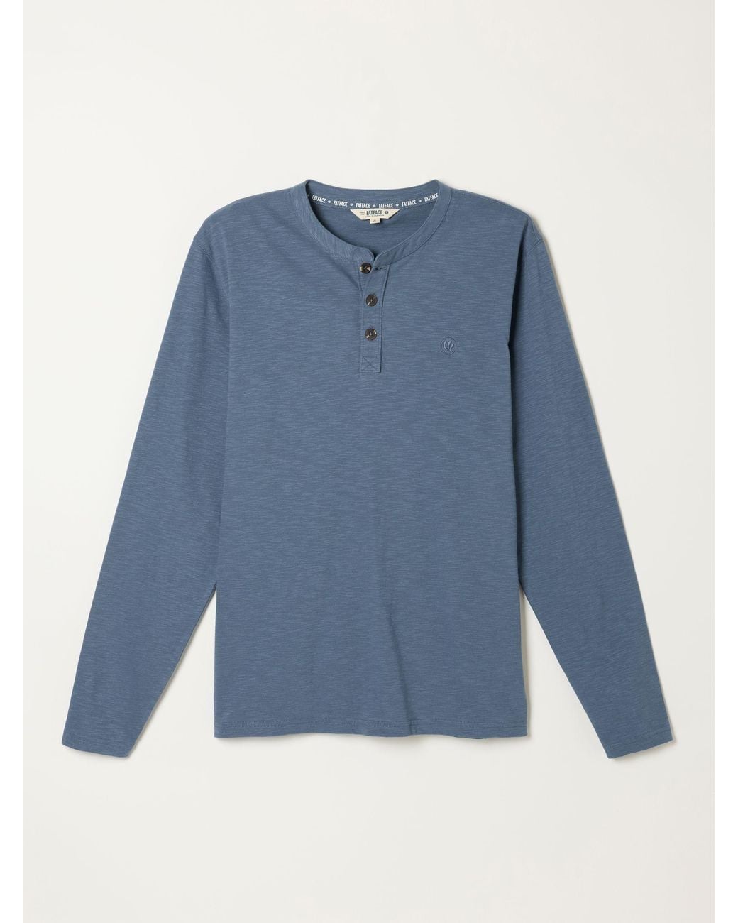 FatFace Blue Woodside Long Sleeve Henley Top for men