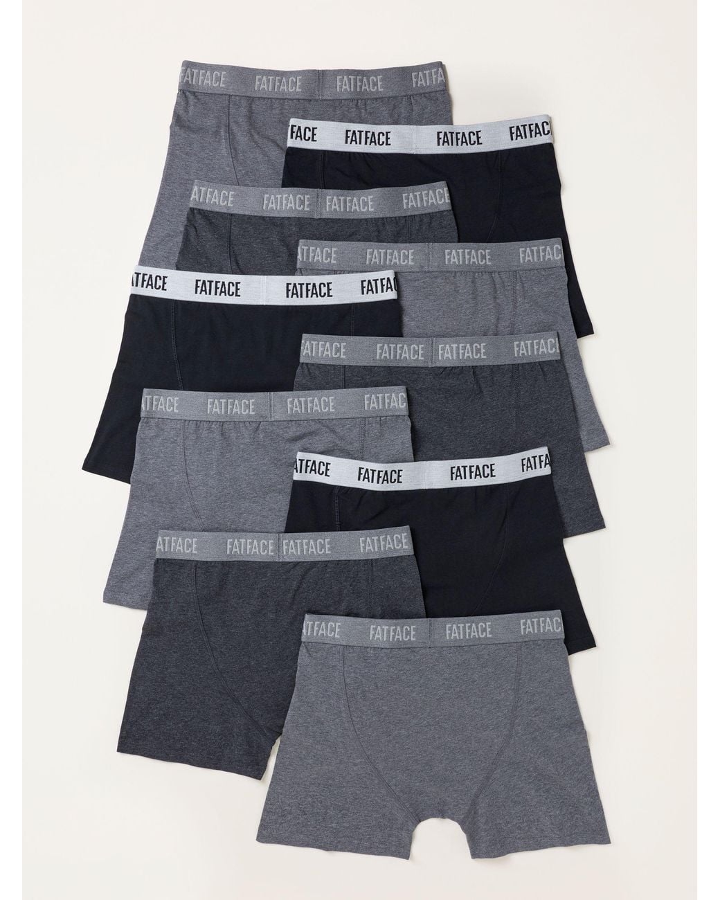 FatFace Gray Fatface 10 Pack/ Plain Boxers for men