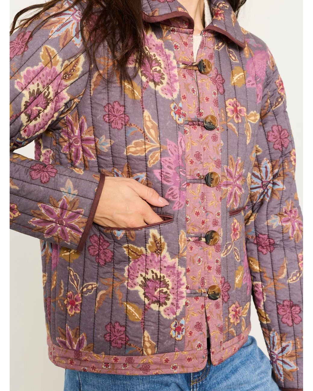 FatFace Purple Fatface Bryony Petite Quilted Jacket