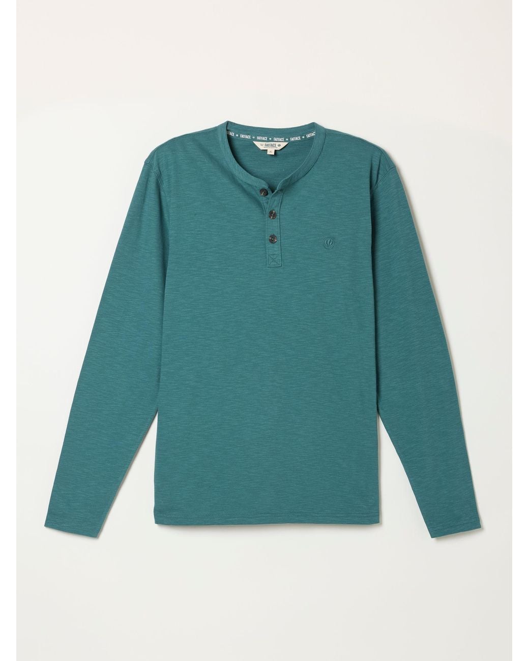 FatFace Blue Woodside Long Sleeve Henley Top for men