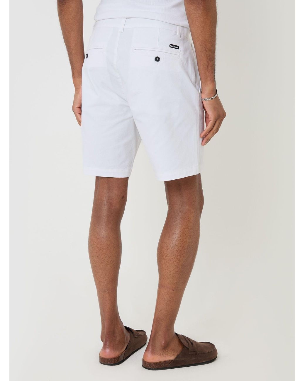 Threadbare White Stretch Chino Shorts for men