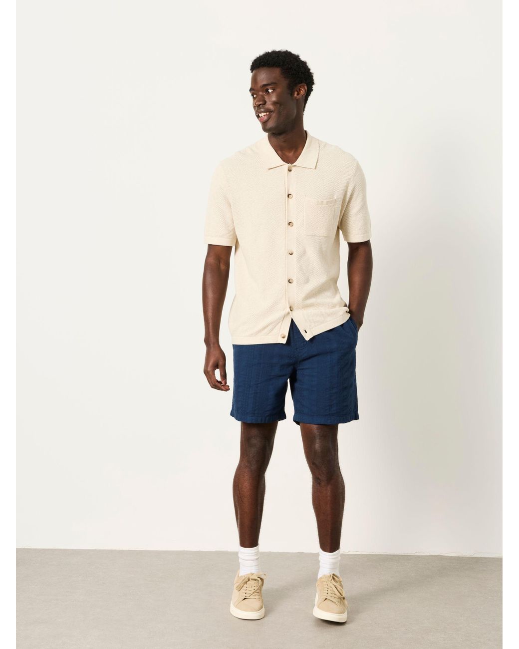 FatFace Natural Fatface Portloe Knitted Shirt for men