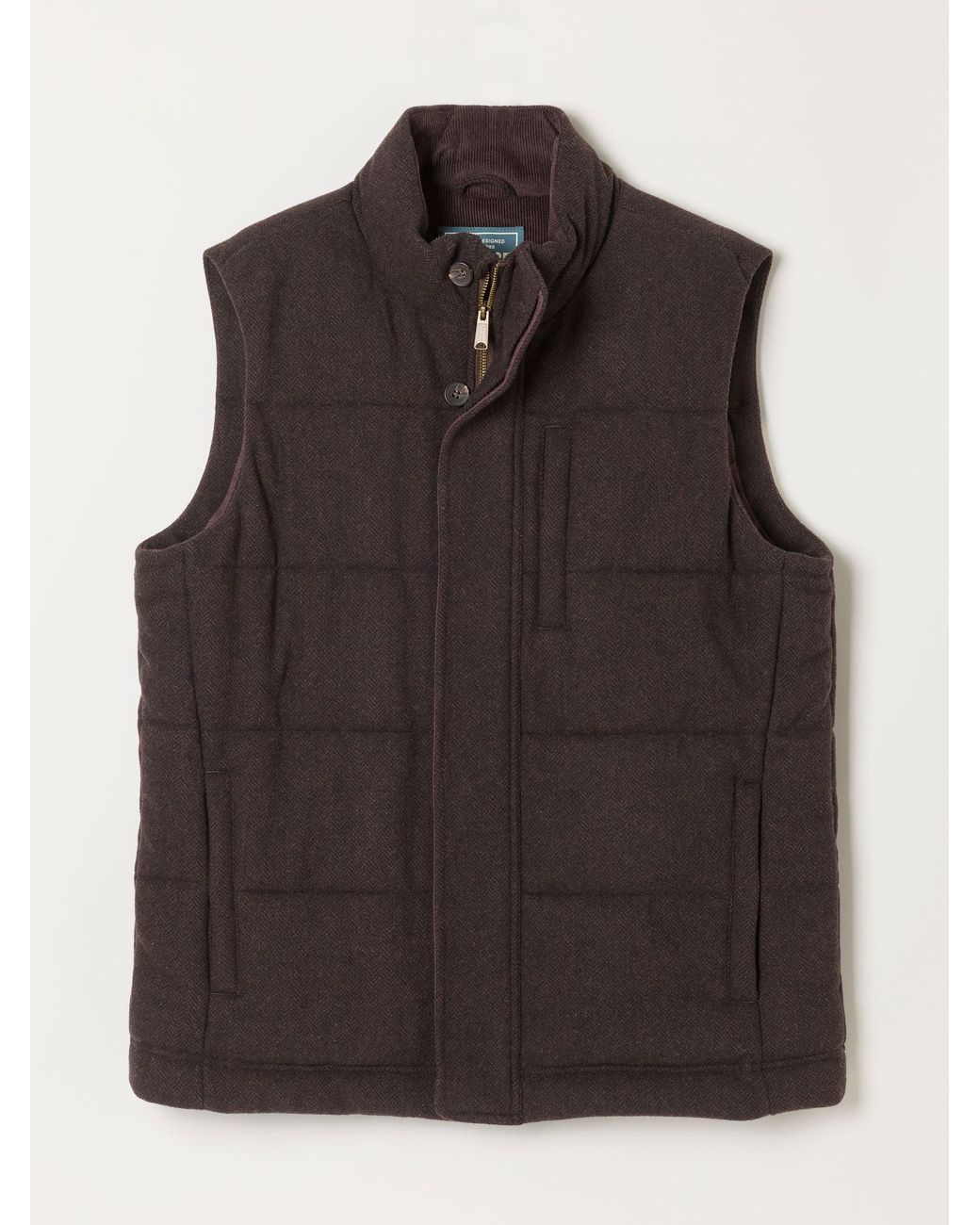 FatFace Black Tarn Herringbone Wool Mix Gilet for men