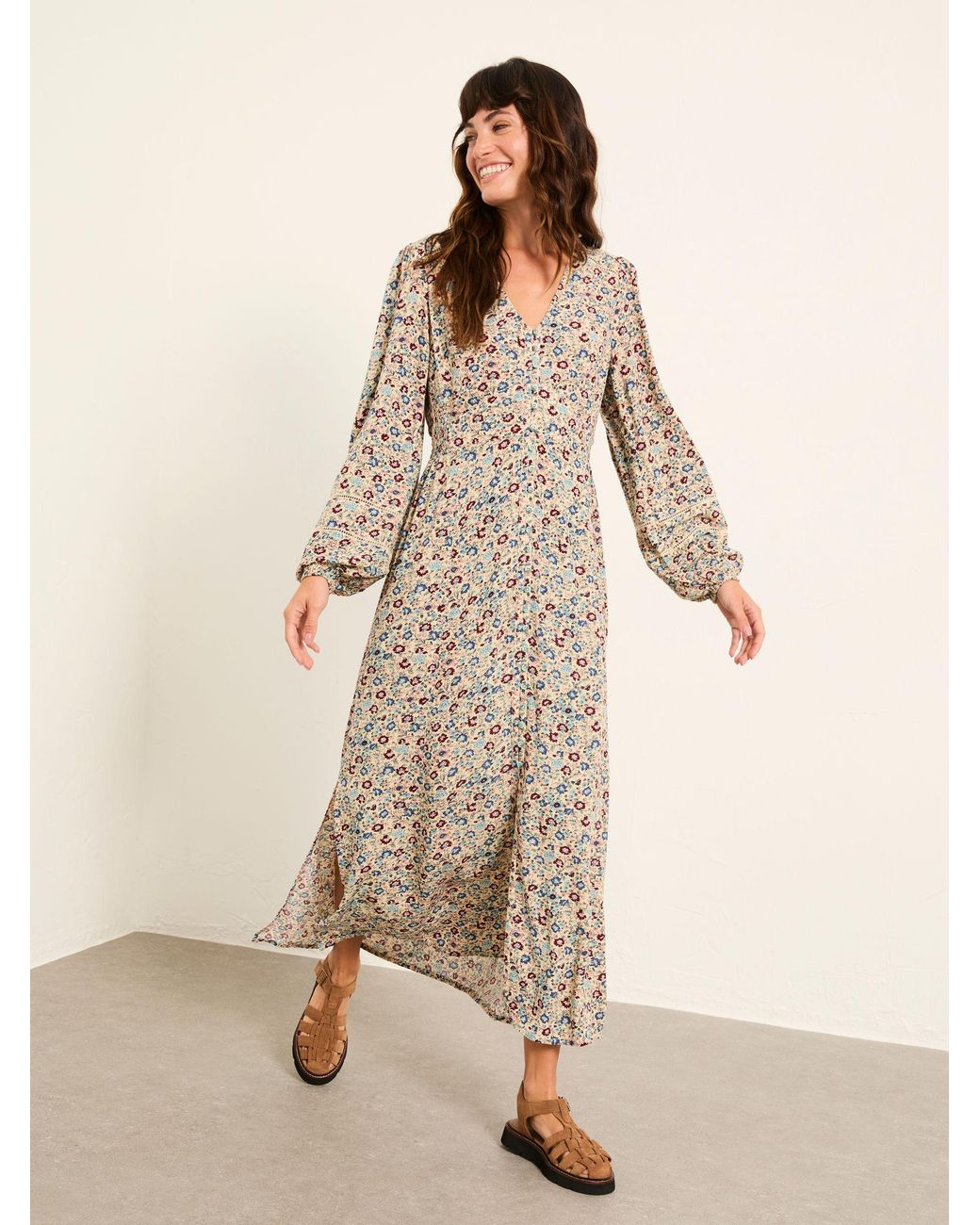 FatFace Natural Fatface Solene Petite Midi Dress