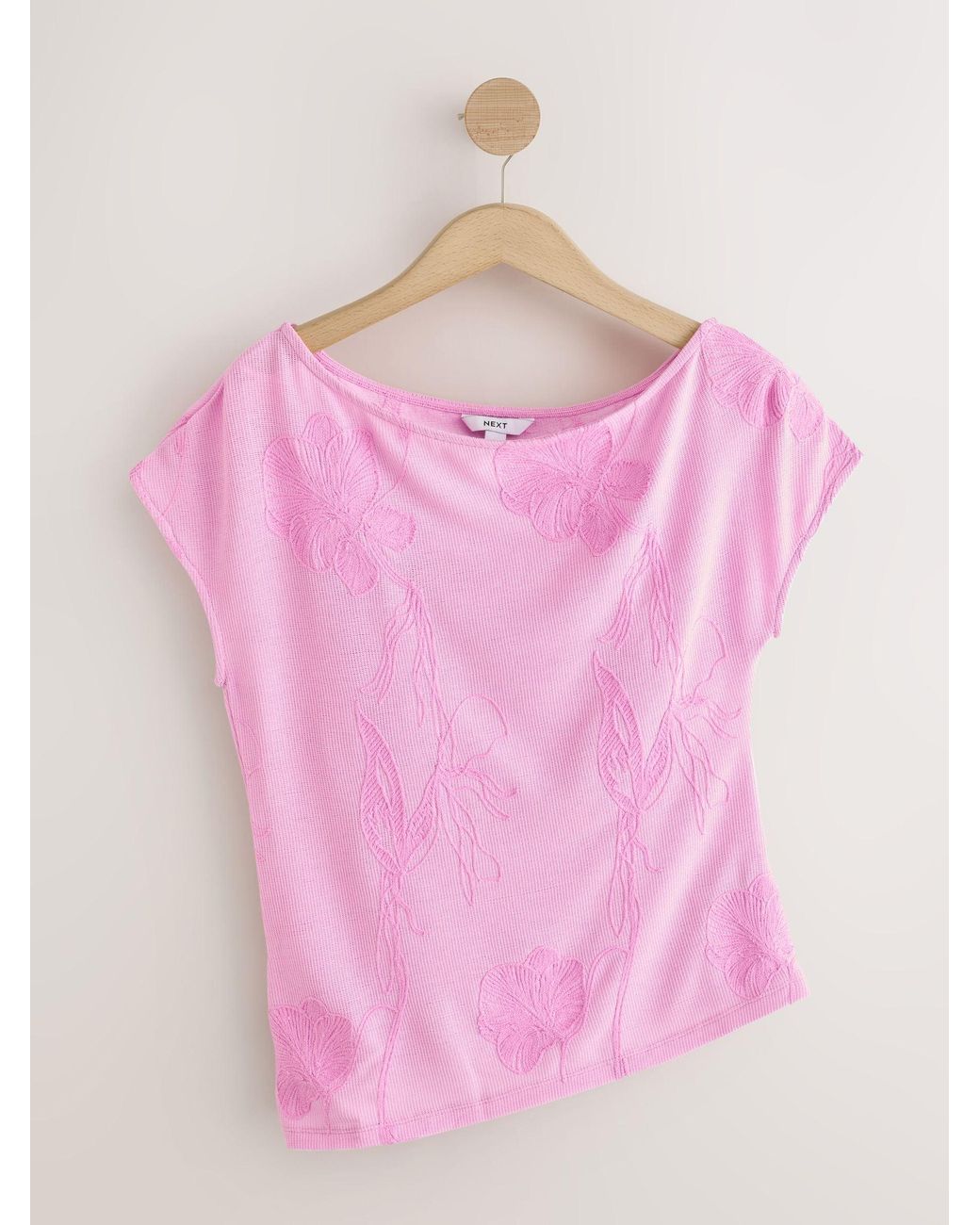 Next Pink Off The Shoulder Short Sleeve Top