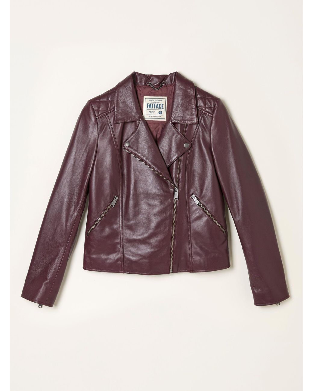 FatFace Blue Bethany Leather Biker Jacket