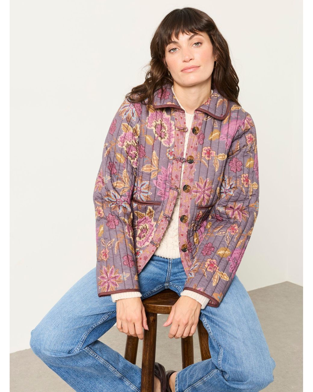 FatFace Purple Fatface Bryony Petite Quilted Jacket