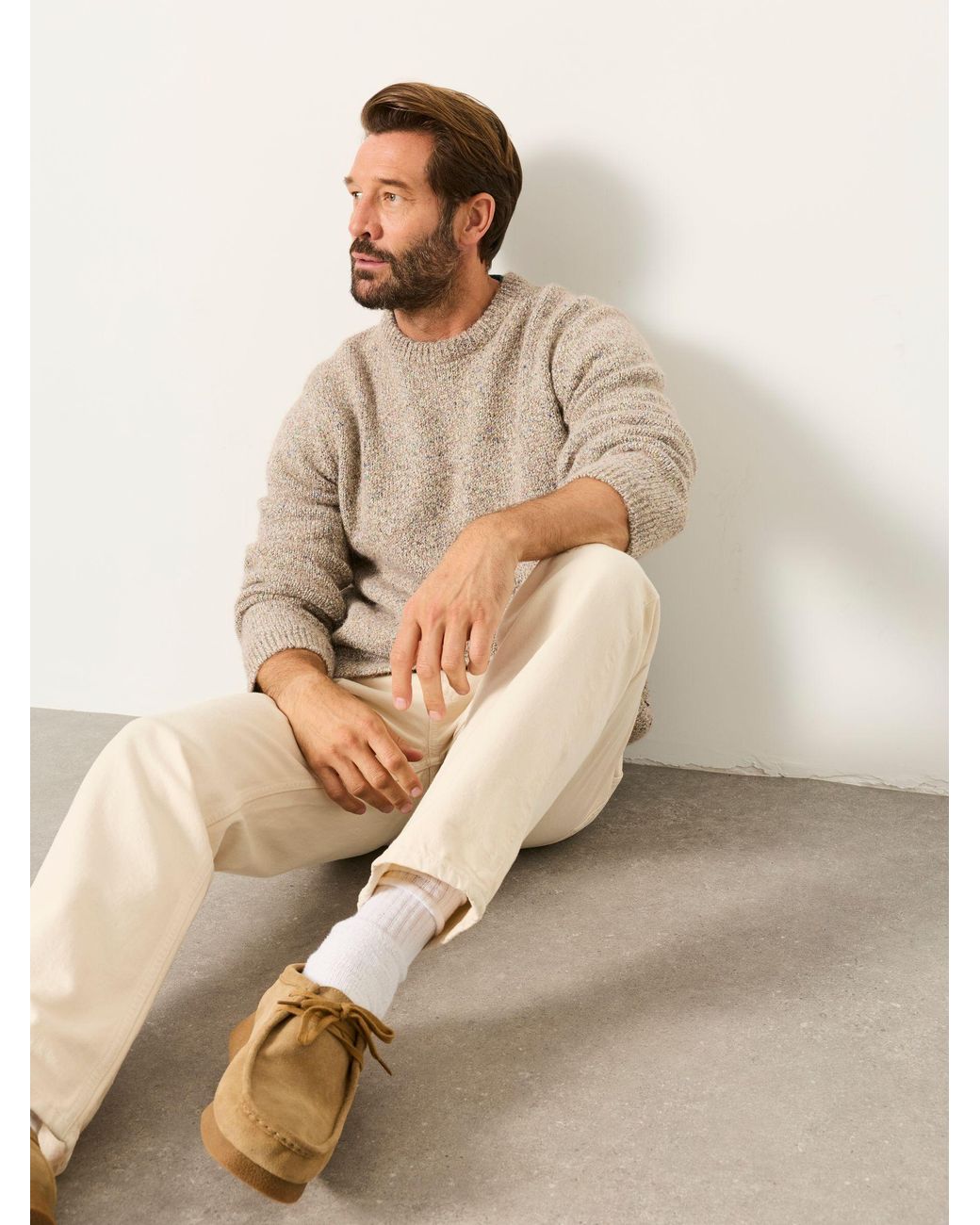 FatFace Brown Milport Knitted Crew Neck Jumper for men