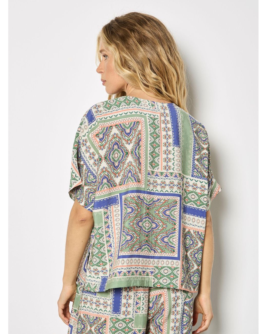 Apricot White Folk Patchwork Blouse