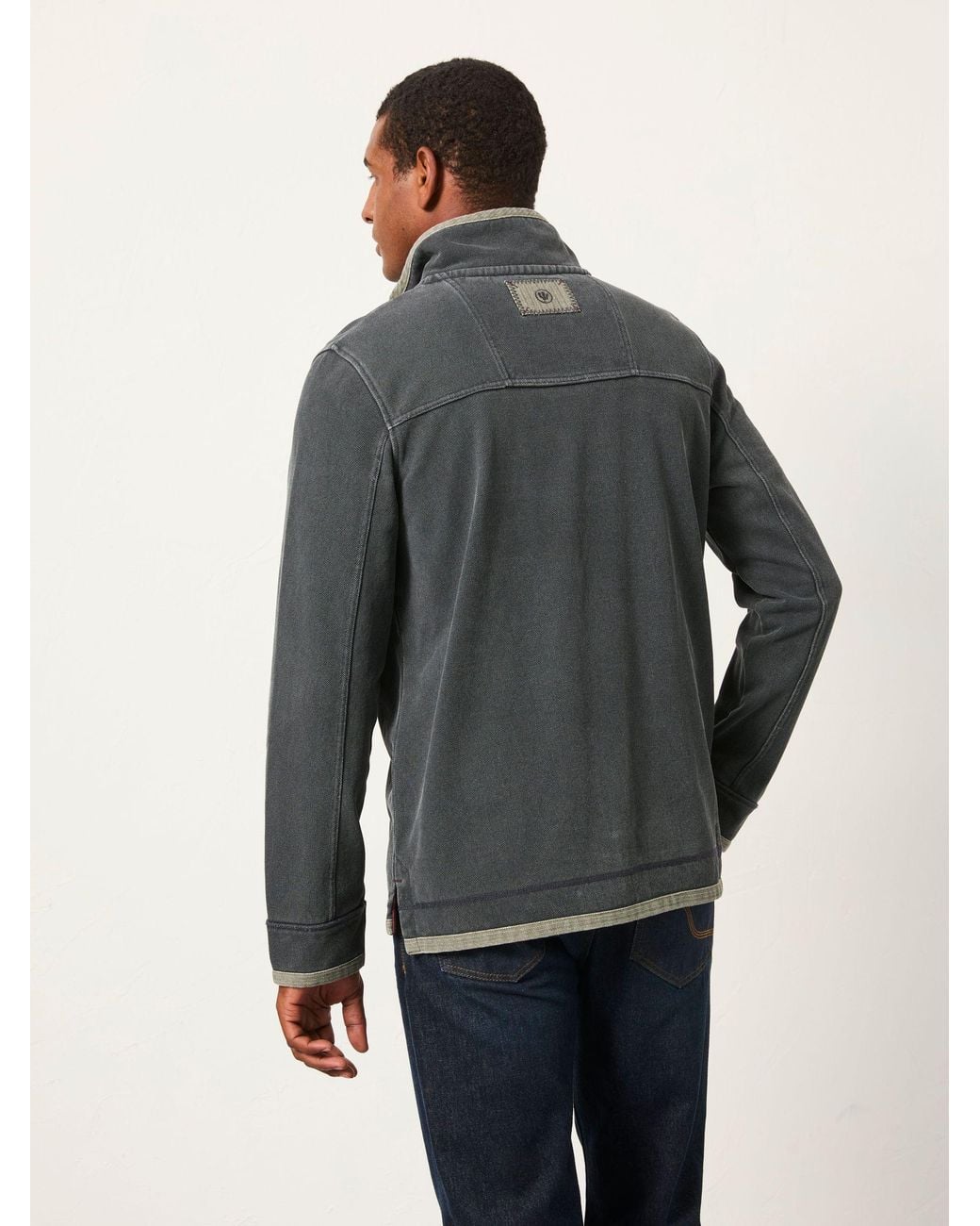 FatFace Gray Airlie Panel Quarter Neck Sweatshirt for men