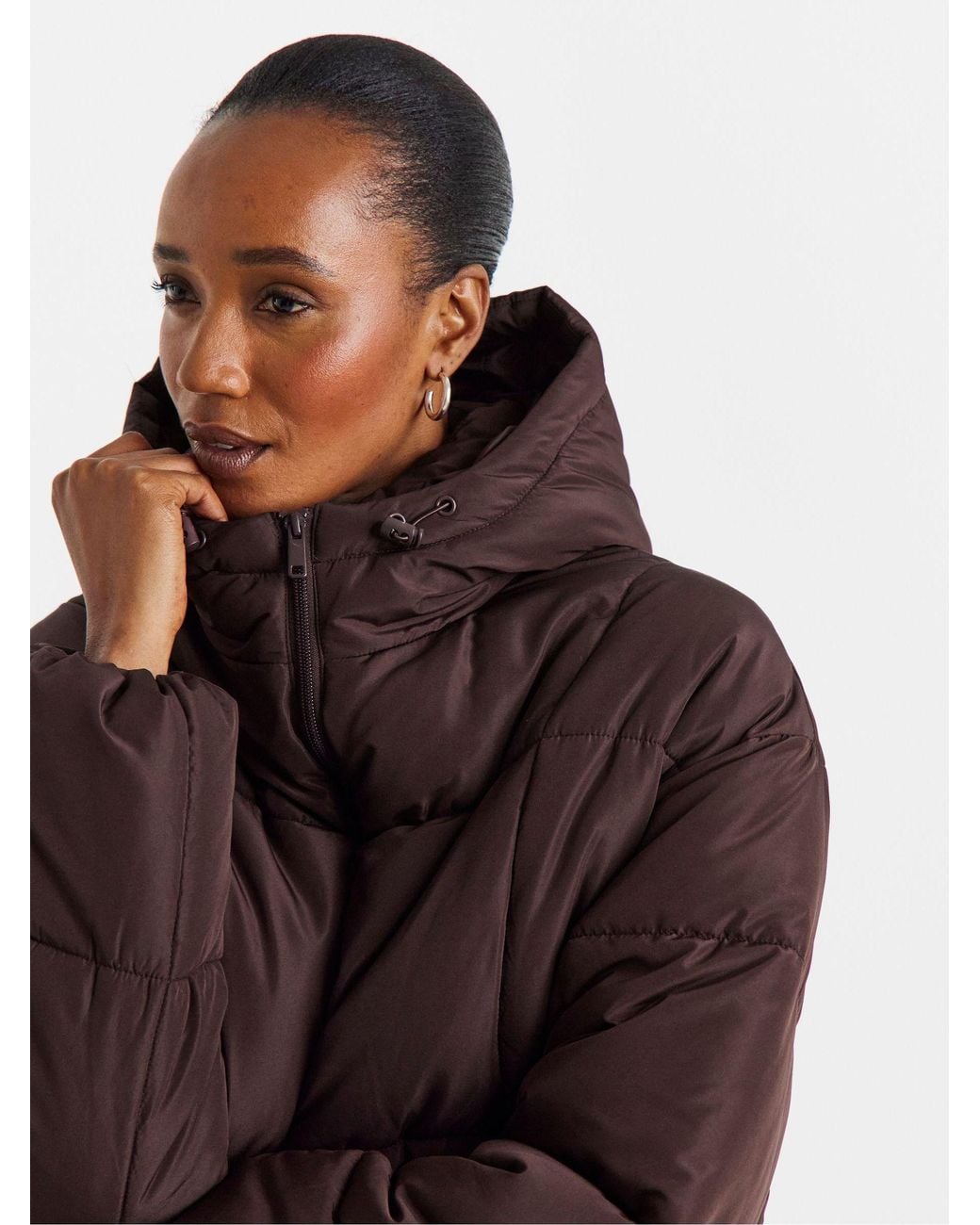JD Williams Brown Mid Length Padded Coat