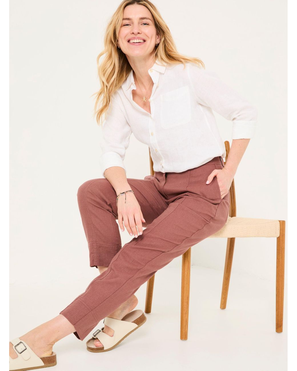 FatFace Issy Tapered Linen Blend Trousers