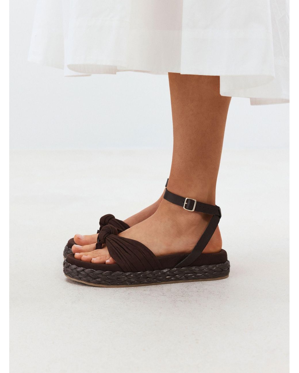 Next Black Raffia Knot Detailing Toe Thong Sandals