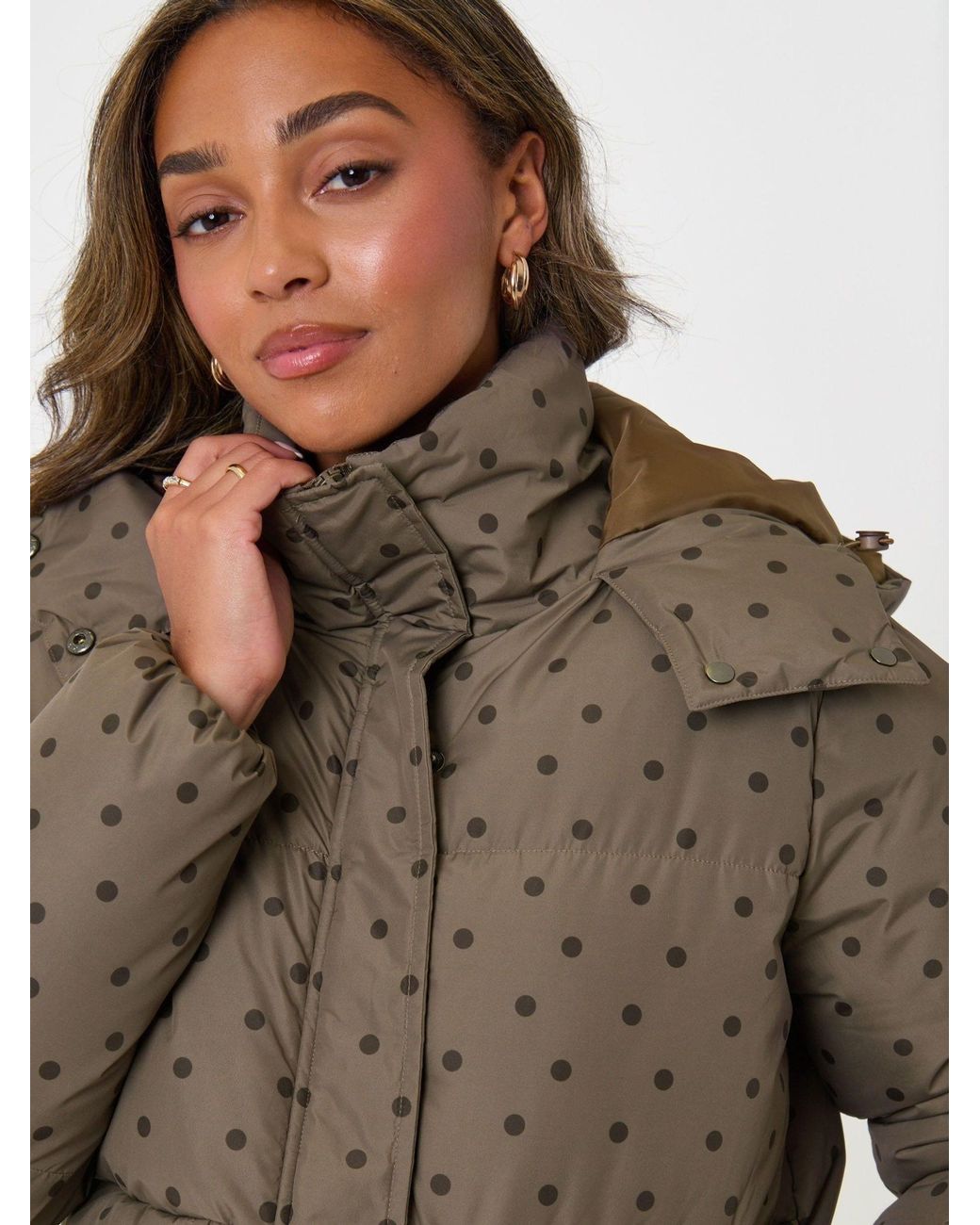 Threadbare Brown Cropped Funnel Neck Puffer Coat