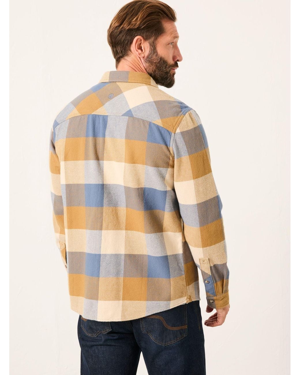 FatFace White Dardy Long Sleeve Buffalo Check Shirt for men