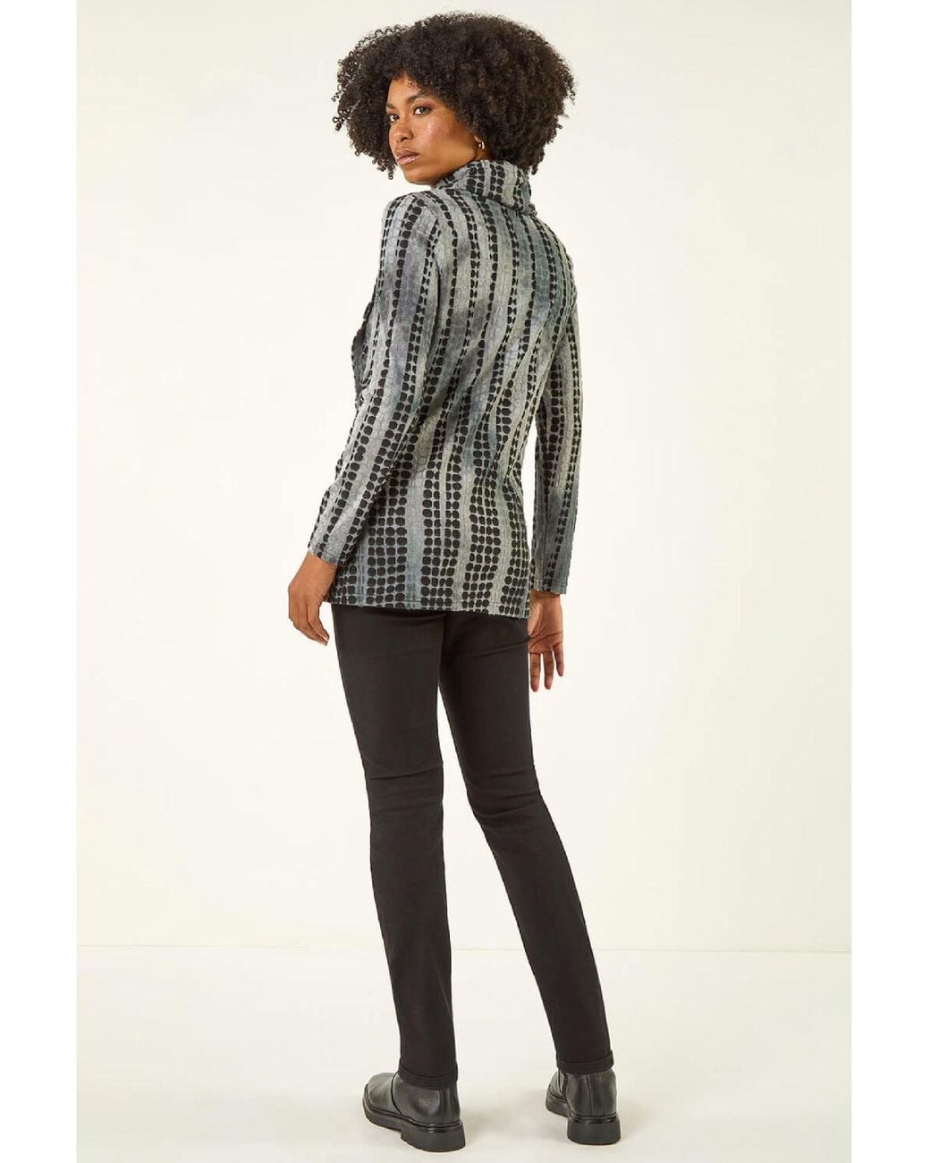 Roman Gray Cowl Neck Buttoned Top