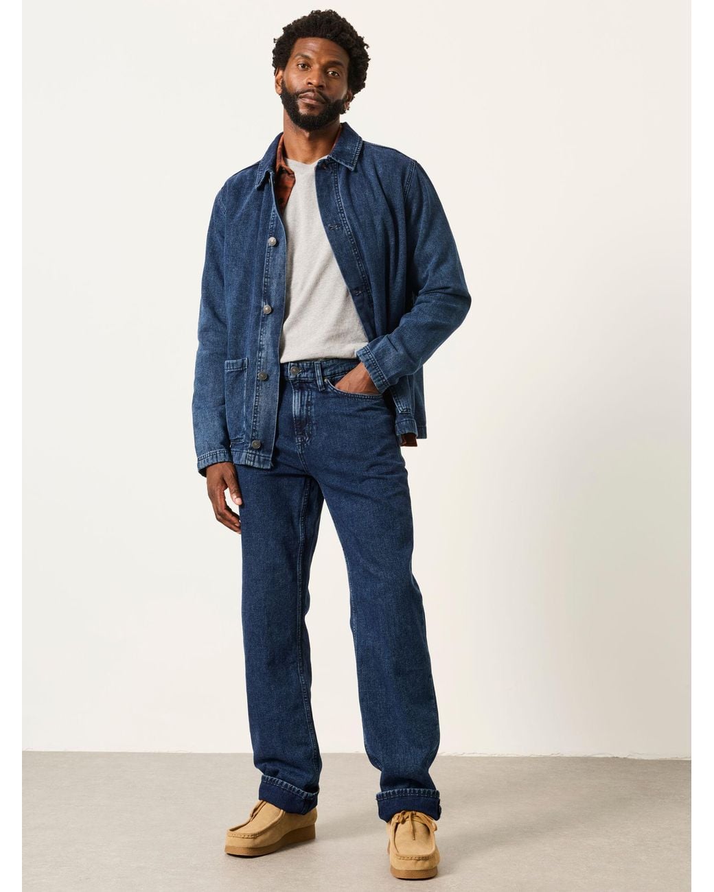 FatFace Blue Canvas Denim Worker Jacket for men