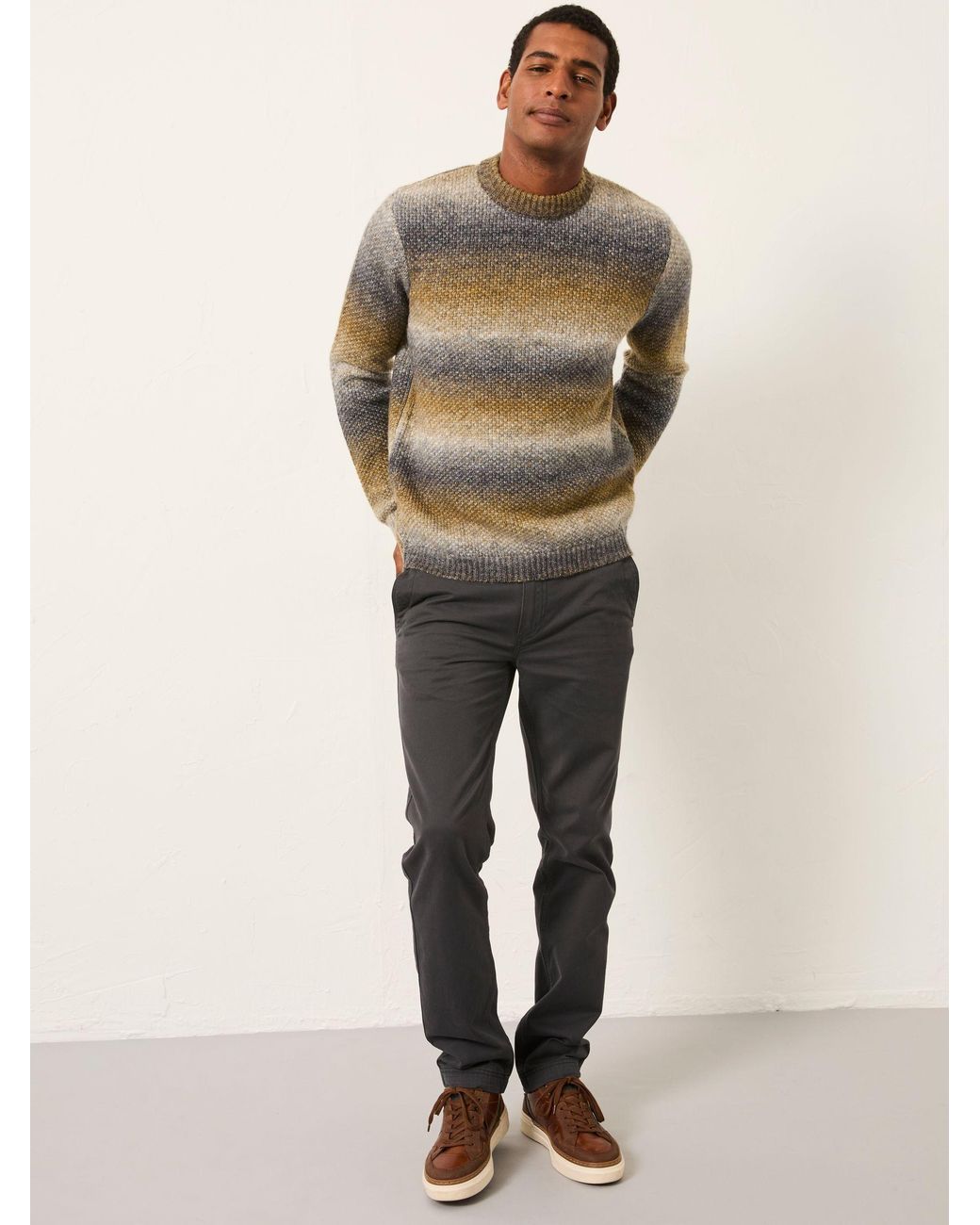 FatFace Blue Ombre Knitted Crew Jumper for men
