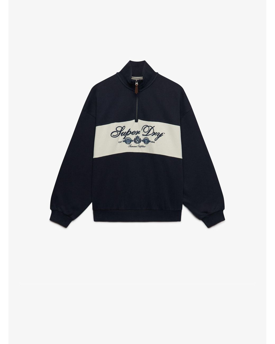 Superdry Blue Ornate Script Half Zip Sweat Top