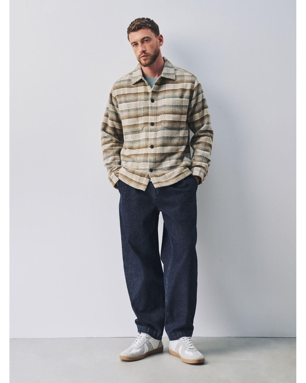 Next Gray Check Wool Blend Shacket for men
