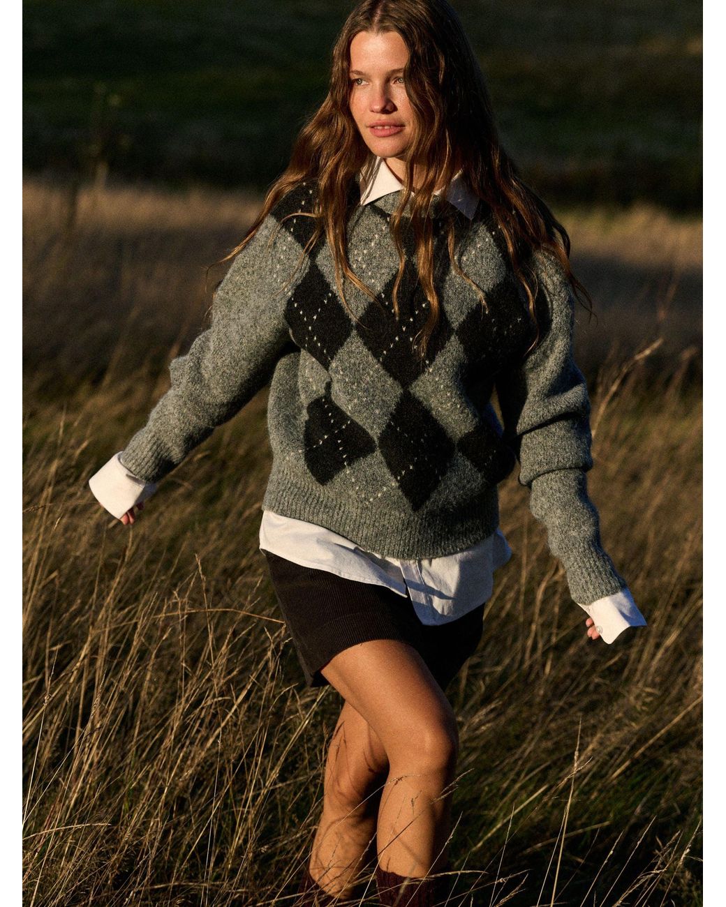 The Set Gray Fluffy Crew Neck Jumper