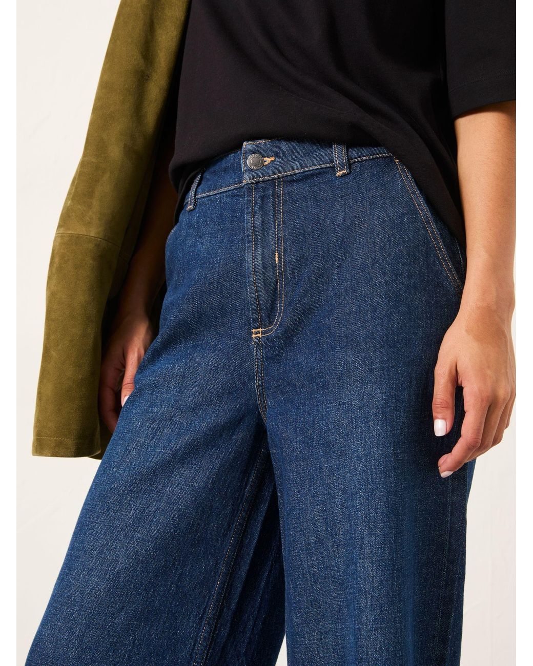 FatFace Blue Hove Wide Leg Crop Jeans