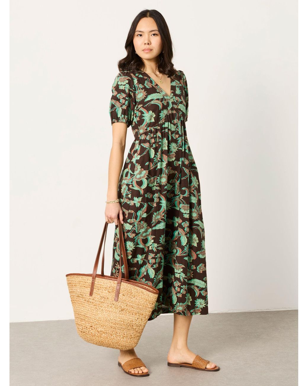 FatFace Green Fatface Remi Midi Dress