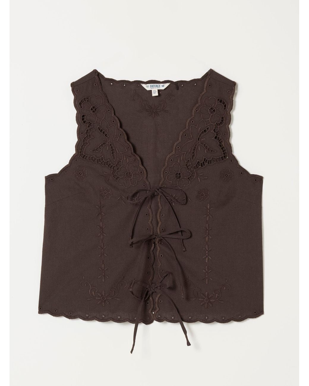 FatFace Brown Becky Petite Embroidered Waistcoat