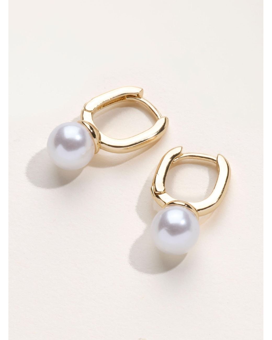 FatFace Natural Fatface Tone Faux Pearl Hoop Earrings