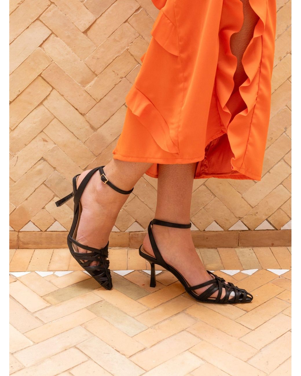 Novo Hilda Strappy Two Part Point Courts in Orange | Lyst