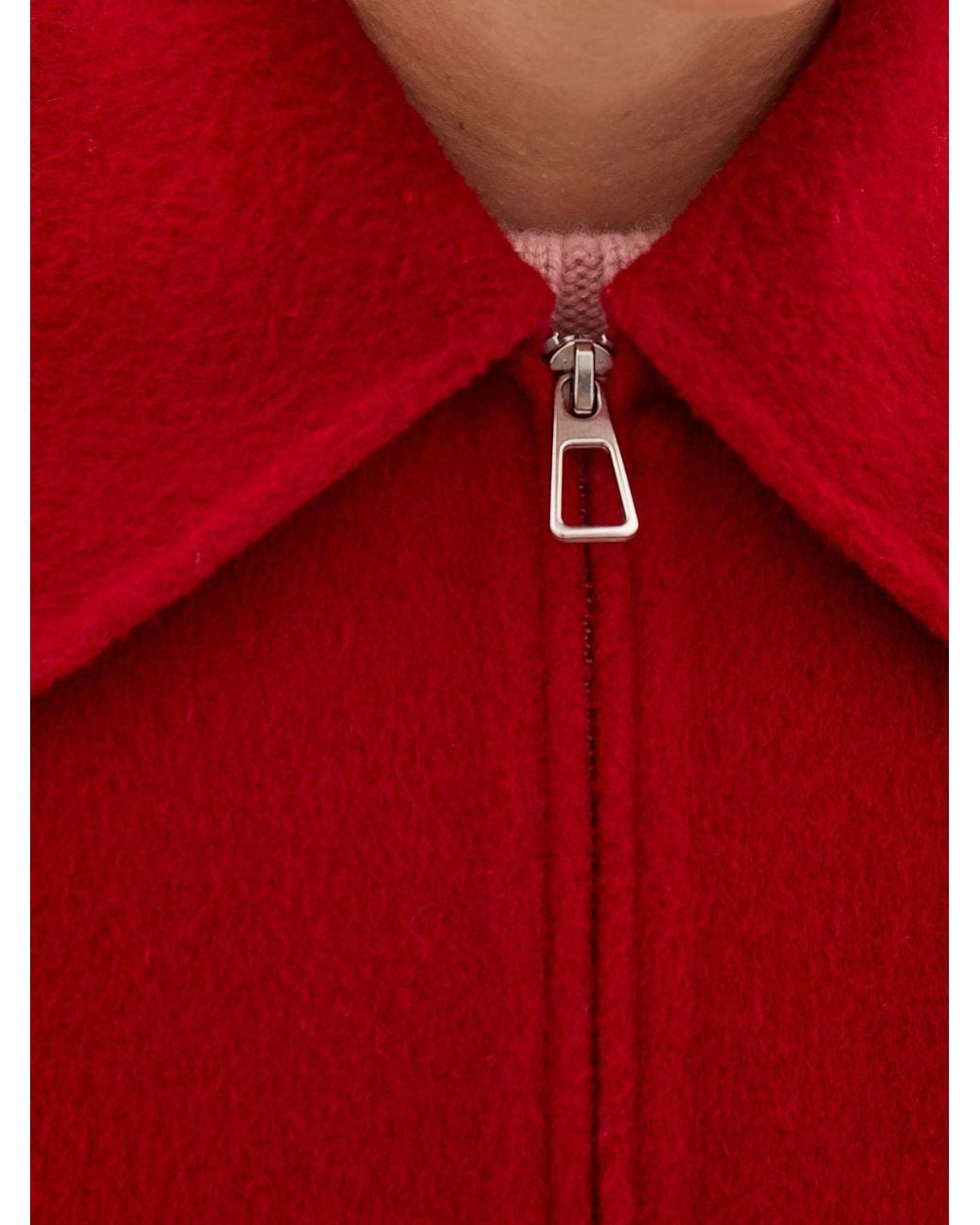 Hush Red Nerise Pure Wool Double Faced Zip Jacket