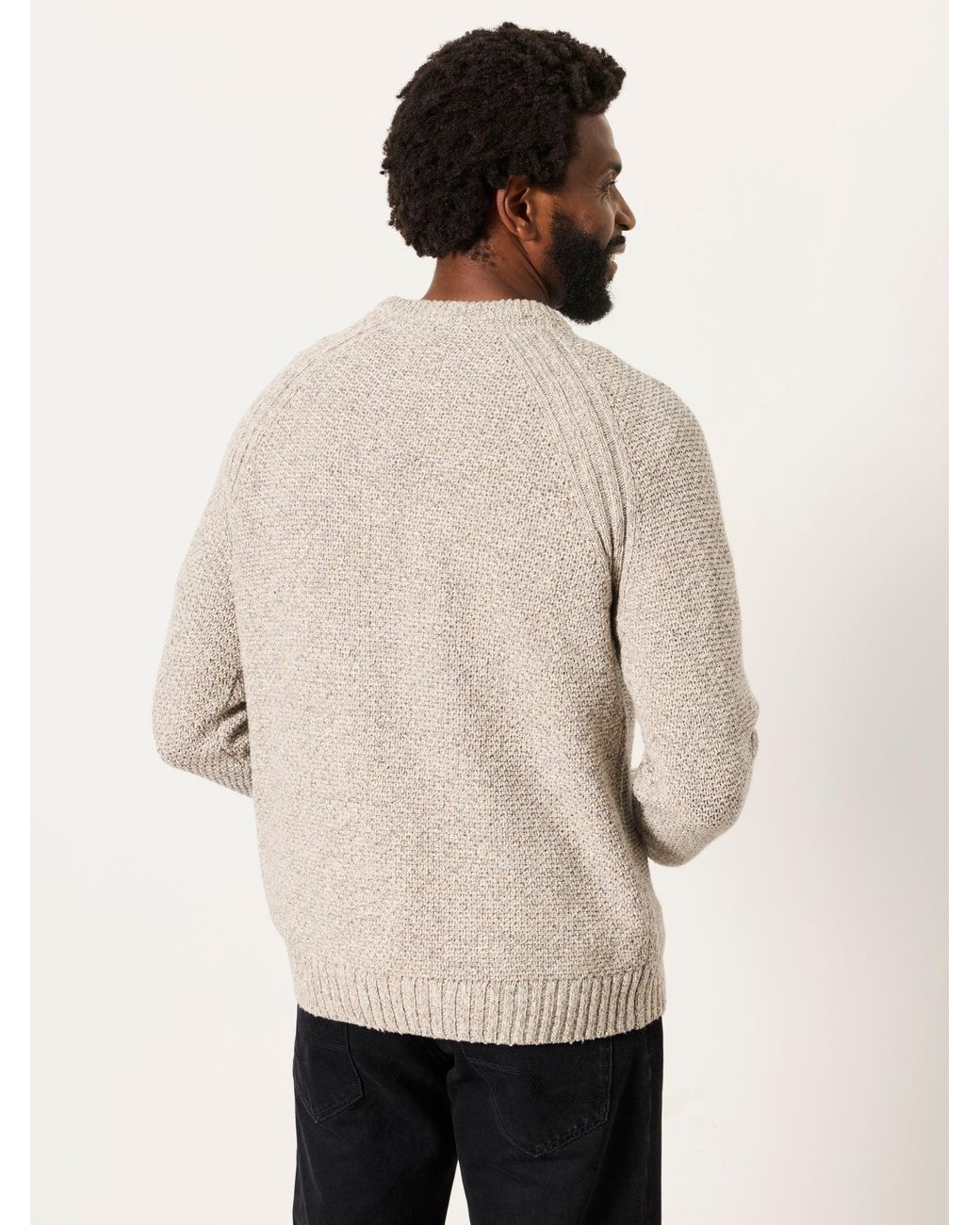 FatFace Natural Penton Crew Neck Jumper for men