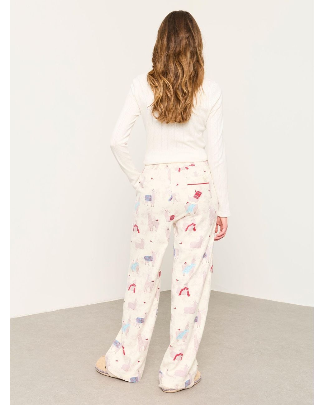 FatFace Pink Lola Wide Leg Christmas Pyjama Bottoms