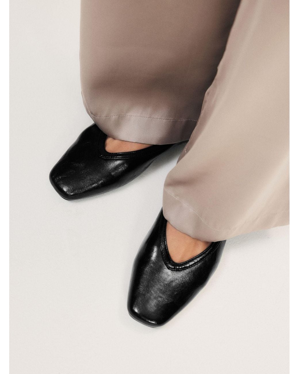 The Set Black Square Toe Ballet Flats