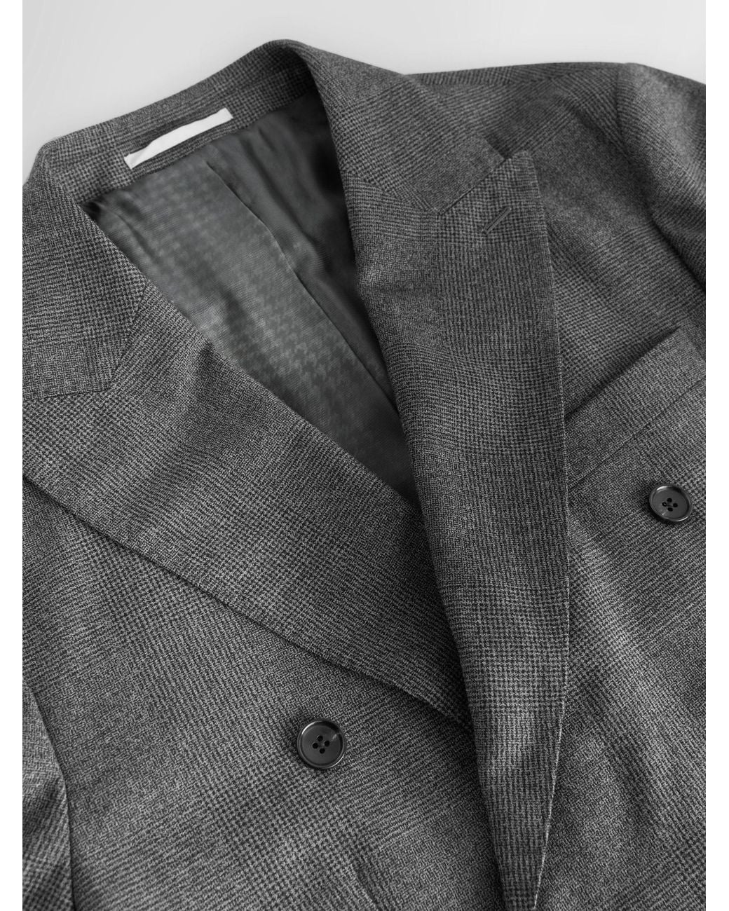 Next Gray Regular Fit Double Breasted Wool Blend Check Suit Jacket for men
