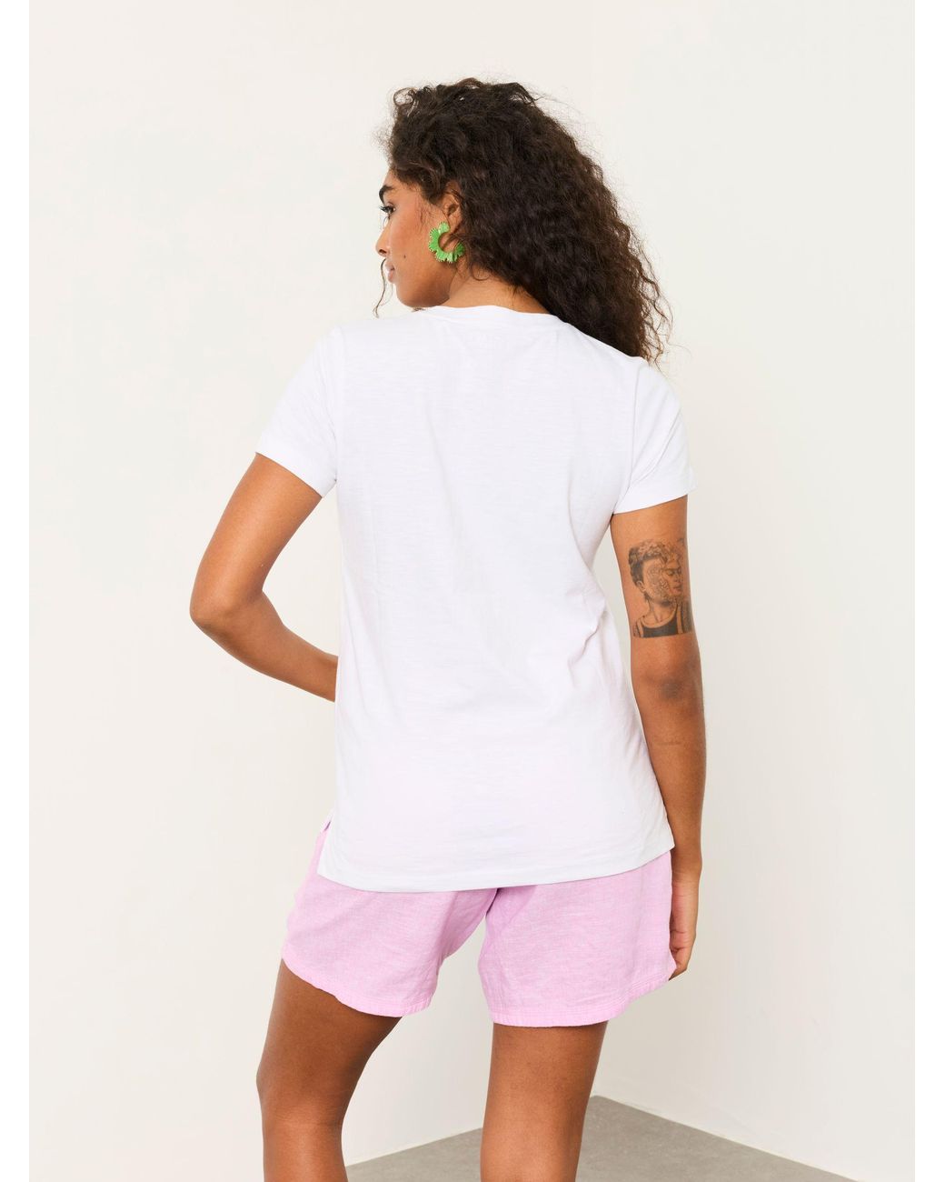 FatFace White Fatface Demi V Neck T Shirt
