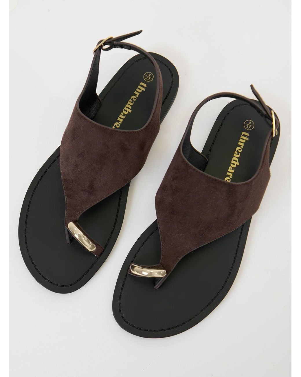 Threadbare White T-Strap Toe Loop Sandals