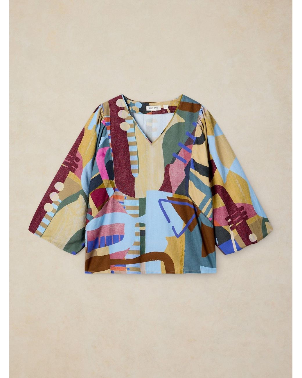 White Stuff Blue Multi Matilda Top
