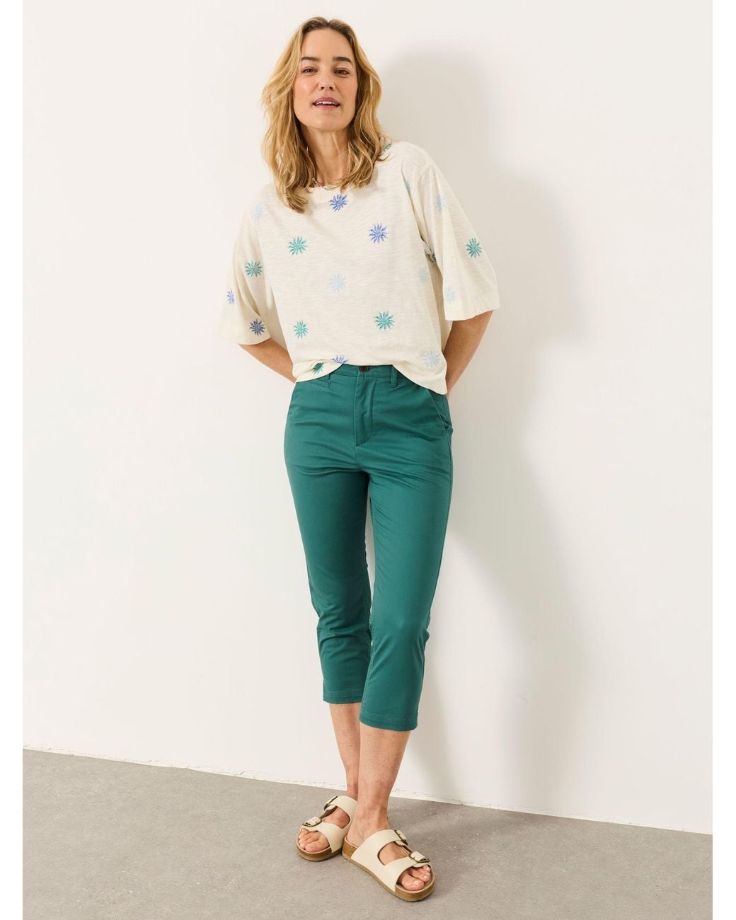 FatFace Green Farnham Crop Chino