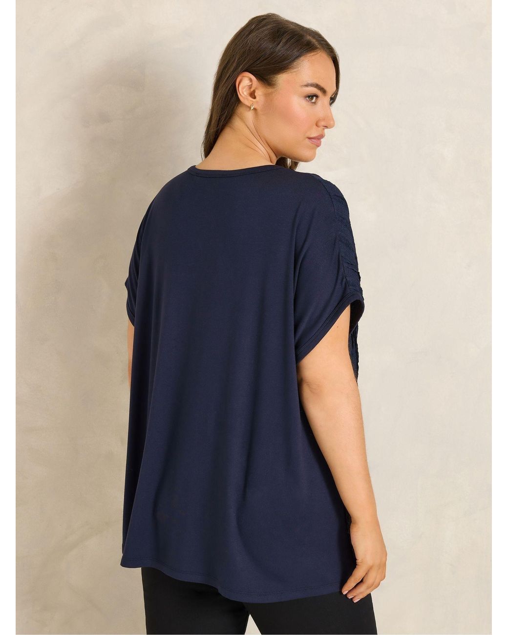 Evans Blue Textured Front Jersey Back Top